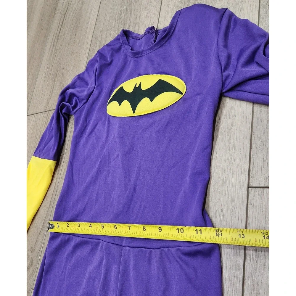 DC Super Hero Girls Batgirl Costume Purple Yellow Jumpsuit Kids M 8-10 Halloween